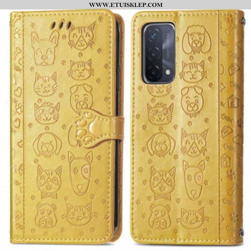 Etui Folio do Oppo A54 5G / A74 5G Animowane Zwierzęta